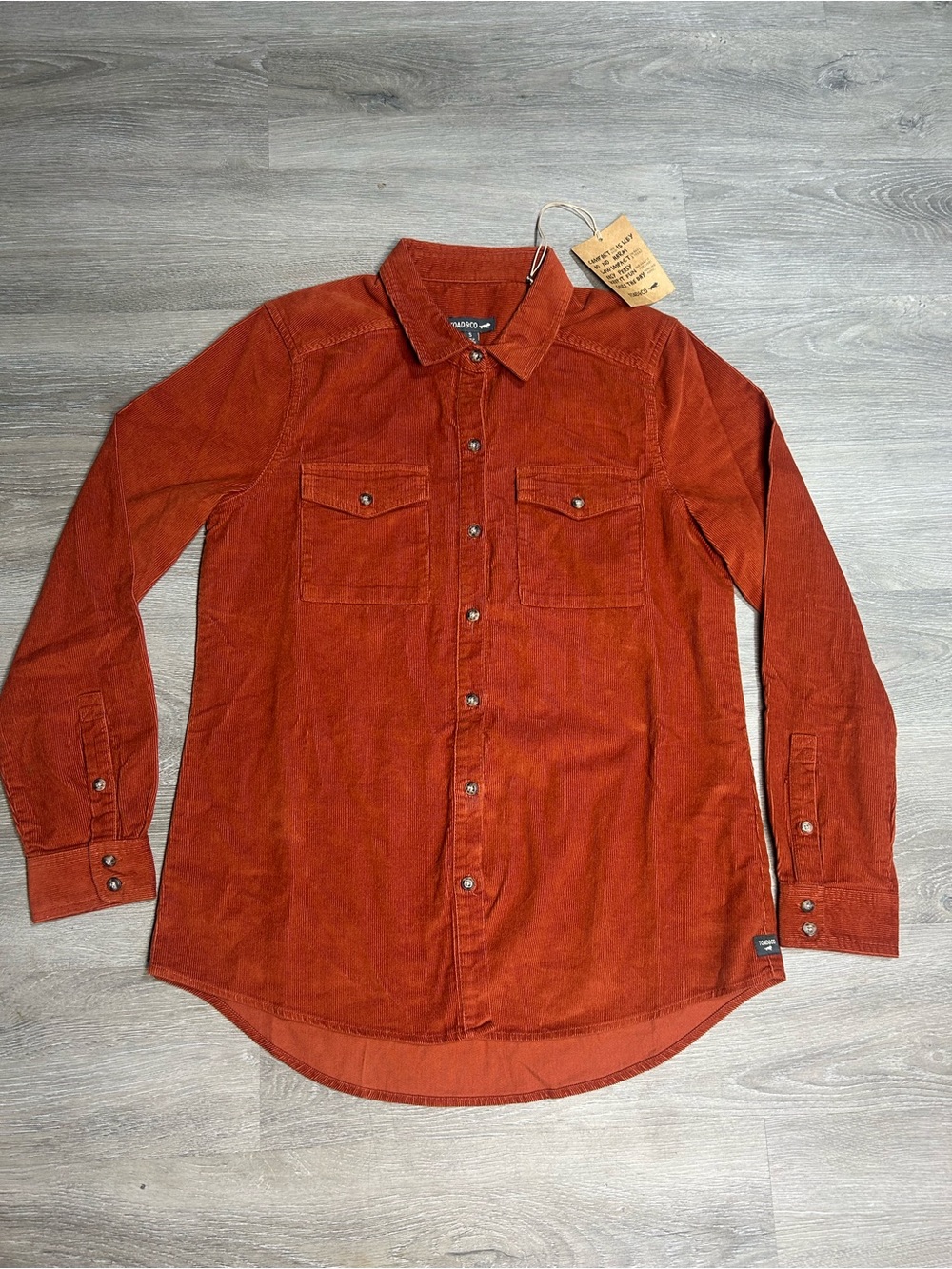 Toad&Co Cinnamon Scouter Cord Long Sleeve Shirt womans Sz S NWT